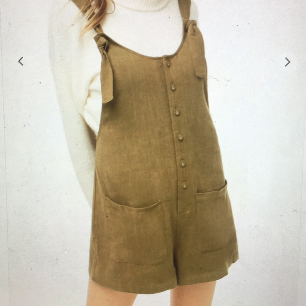 Linen-Blend Button-Front Romper